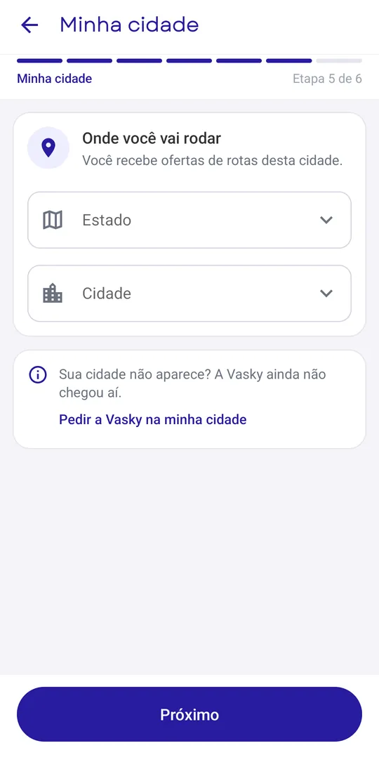 Etapa Minha cidade com estado e cidade