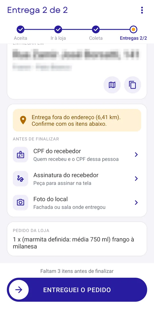 Cartão Antes de finalizar com CPF, assinatura e foto