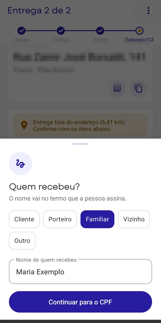 Folha Quem recebeu com o vínculo e o nome