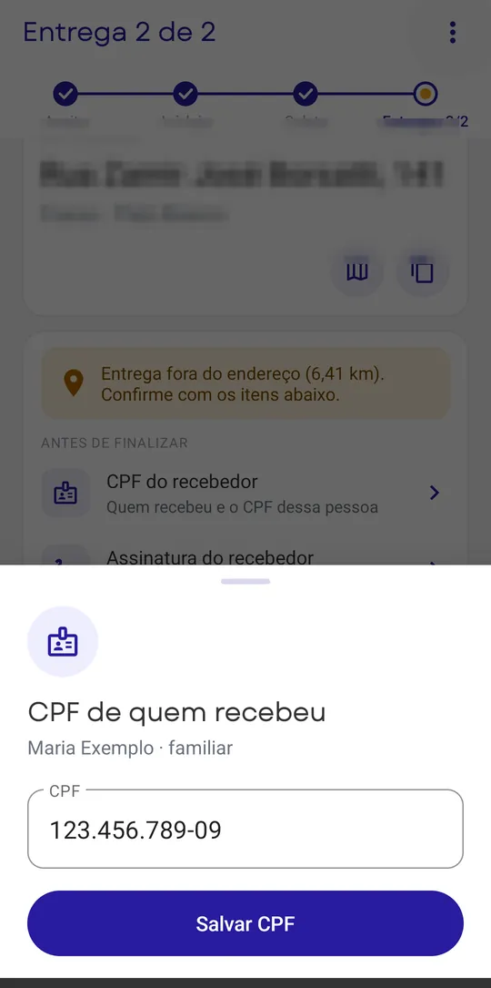 CPF de quem recebeu